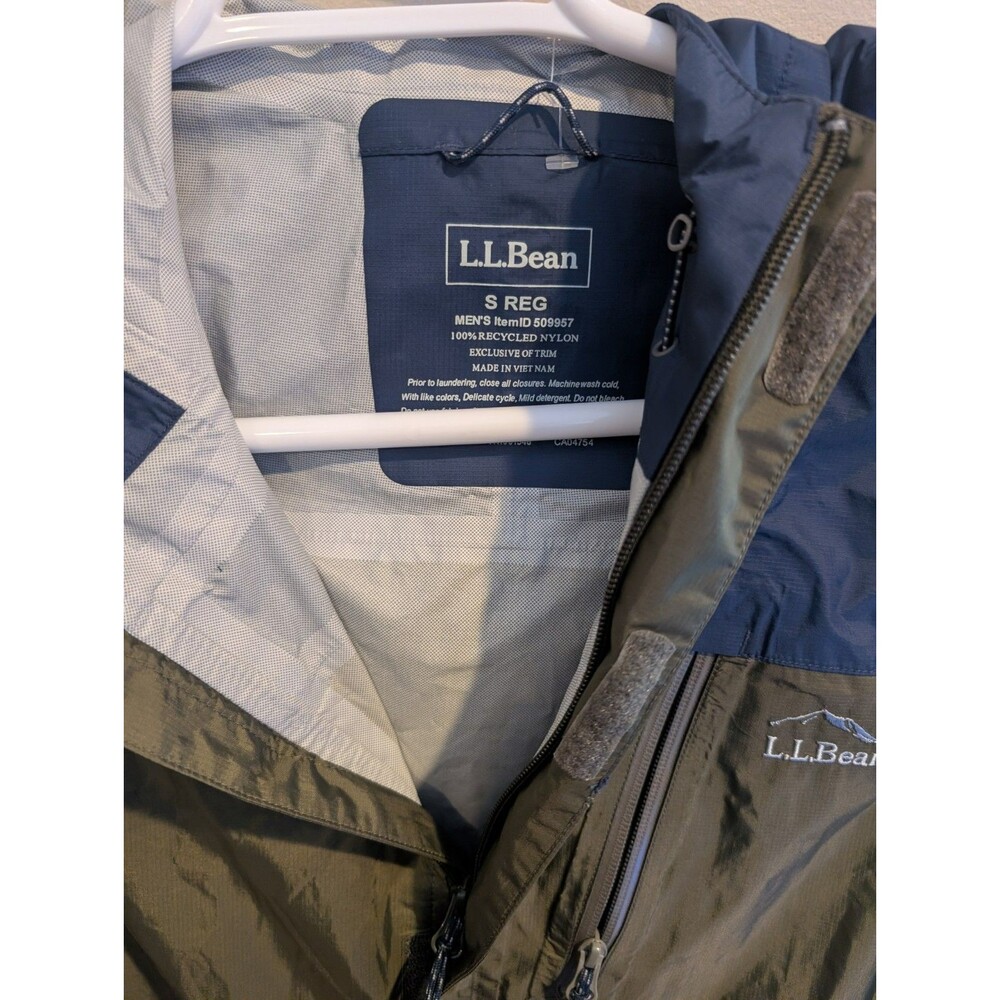 L.L. Bean Trail Model Rain Jacket Men's S Green Blue Tek Waterproof Hooded Nylon - Picture 5 of 11